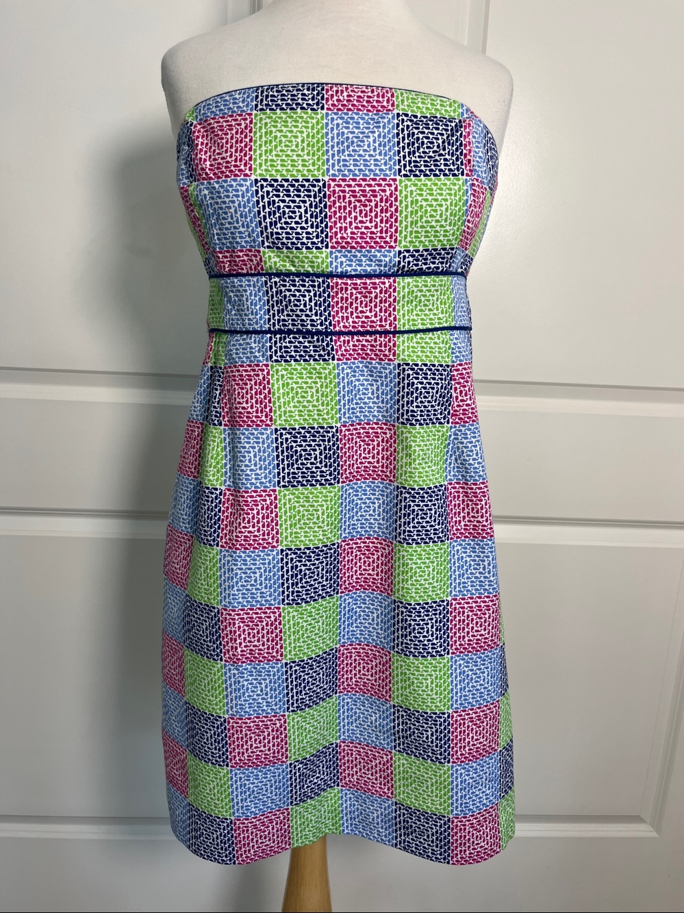 Vineyard Vines Whale Patchwork Strapless Dress Size 10